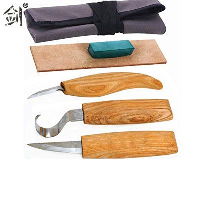 China Carving Hook Knife High Quality Wood Carving Kit With Ashwood Handle for sale