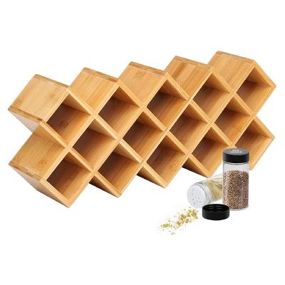 China Hot Sale Eco-Friendly Home Decor Wooden Spice Rack Bamboo Kitchen Spice Rack Organizer for sale