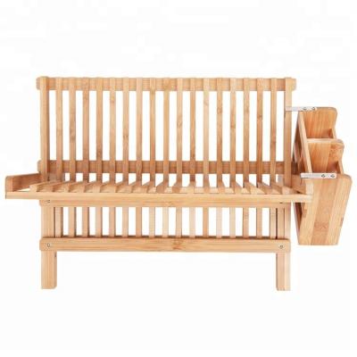 China Sustainable Folding 2-Tier Collapsible Dish Dryer Drying Rack High Quality Bamboo for sale