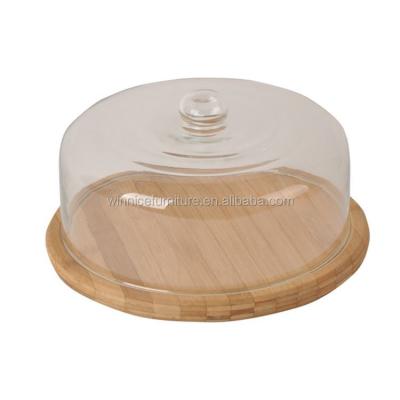 China Sustainable OEM Sample Available Price Cheese Board With Glass Dome for sale