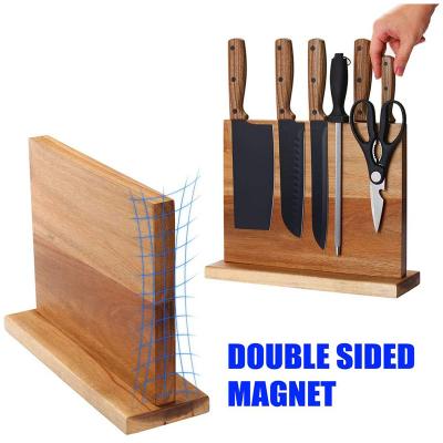 China High Quality Eco-friendly Wooden Knife Organizer Freestanding Knife Holder Box With Bilateral Magnets Bamboo Knife Box for sale