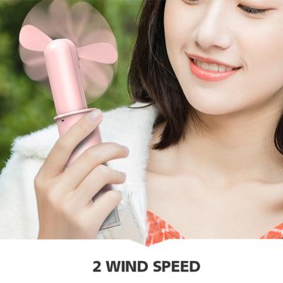 China Mini Portable Blades/LED Base Retractable Light Handheld Fan with 2 Speeds USB Able Desktop Table Personal Fan with LED Light Base 12 Hours Free Sample Powered for sale