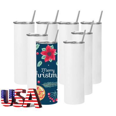 China USA warehouse viable wholesale 20oz insulated double wall tumbler bulk empty sublimation tumbler with straw and lid for sale