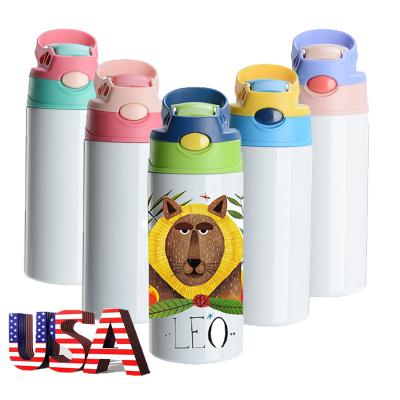 China Warehouse Wholesale 18/8 American Straight 12oz Stainless Steel Sublimation USA Style Kids Empty Tumblers Flip Lid Cup For Kid Water Bottle for sale