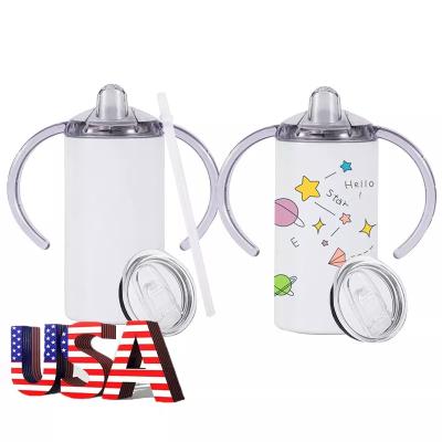 China USA Warehouse Sustainable 12oz Sippy Sippi With Handles Kids 304 Stainless Steel Sublimation Tumblers With Splash Proof Lid for sale