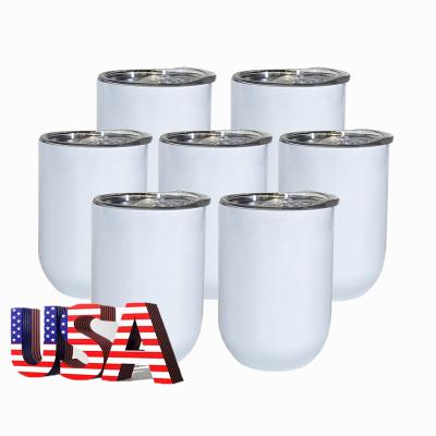 China Viable USA Warehouse Wholesale Stainless Steel Double Wall Blanks Tumbler Cups 12oz Straight Sublimation Wine Tumbler for sale