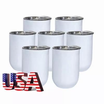 China Sustainable USA Warehouse 12oz Egg Shaped Coffee Mugs Bulk Empty Sublimation Gradient Wine Tumbler With Lid for sale