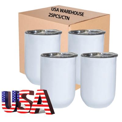 China Sustainable USA Warehouse Stock 12oz Stainless Steel Mug Double Wall Vacuum Insulated Sublimation Vacuum Wine Tumbler for sale