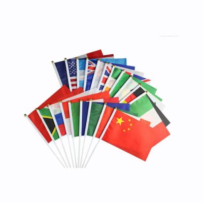 China 2024 Polyester World Cup USA Brazil France Argentina Spain Germany Portugal Flag Hand Flag Polyester Car Banner Spot Customized for sale