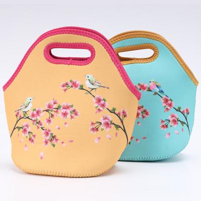 China New Fashion Style Chinese Painting Print Custom Lunch Bag Waterproof Wholesale Storage Bag Portable Lunch Box for sale