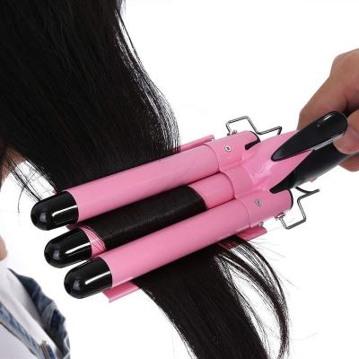 China For Home Use New Three Barrel Big Wave Home Use Ceramic Ionic Hair Curler LCD Auto Curling Iron With Triple Barrel Hair Curler Hair Curler for sale