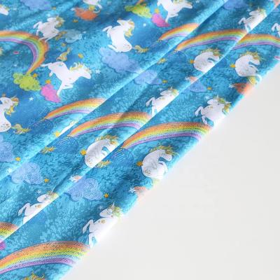 China Stretch Digital Printing Unicorn Design On 95 Cotton 5 Spandex Knitted Fabric For Kids for sale