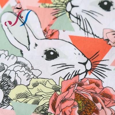 China Other Digital printing cute bunny design on plain cotton poplin fabric for kids and dress for sale