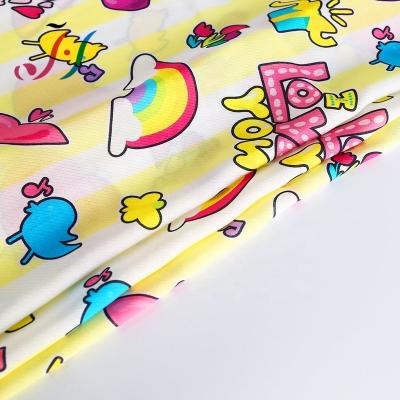 China Cute Digital Printed TWILL Rayon Stripe Design Twill Woven Fabric For Kids for sale