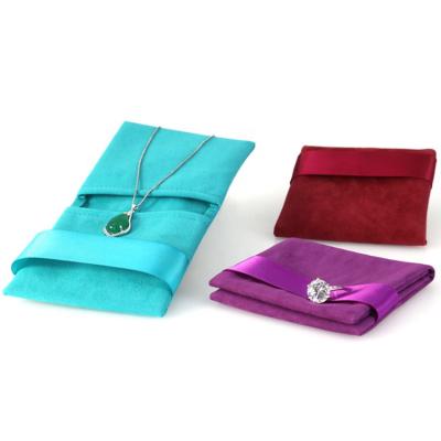 China Custom Jewelry Velvet Envelope Pouch Jewelry Pouch Velvet Velvet Pouch With Ribbon for sale