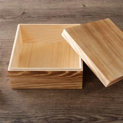 China Cheap Wooden Box Hinge Logo Wooden Pine Lid Recyclable Custom Solid Gift Boxes Keepsake Storage Box for sale