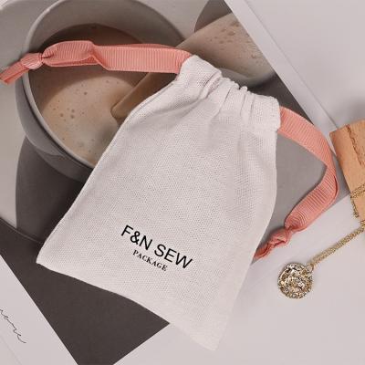 China Wholesale Custom Soft Canvas Recyclable Logo Luxury Drawstring Cotton Pouch Gift Packaging Bag 3*4inch for sale