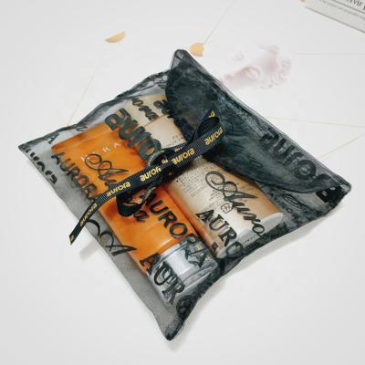 China Wholesale Personalized Organza Black Logo Organza Pouch Feather Gift Wrap Drawstring Bag Custom Flat Jewelry Gift for sale