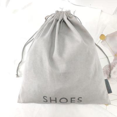 China Custom Logo 30x25cm Cotton Drawstring Eco-Friendly Shoes Cutlery Bag Gray Canvas Tableware Pouches Canvas Shoes Drawstring Bag for sale