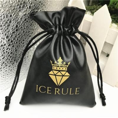 China Chuanghua Jewelry Customize Small Black Leather Drawstring Pouch PU Jewelry Packaging Pouch Leather Pouch Custom 100 Pieces 5-8days 001 for sale