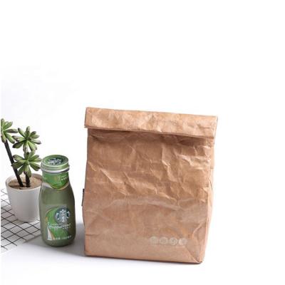 China Custom Eco Friendly Reusable Brown Dupont Folding Breakfast Picnic Paper Bag for sale