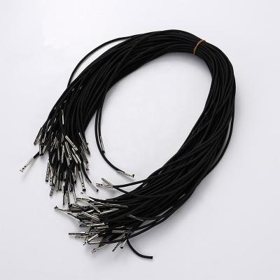 China China Factory Price 2mm Sustainable Black Elastic Cord With Silver Clips On Both End for sale