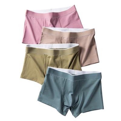 China New Antibacterial Plus Size Cotton Solid Loose Boxer Men's Mid Waist Color Breathable Underwear for sale