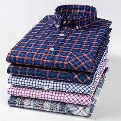 China Casual Pure Cotton Cloth Plaid Long Sleeve Shirt Slim Fit Men's Breathable Shirts for sale