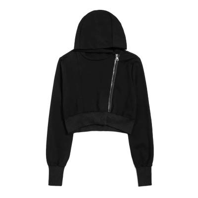 China 2022 Viable Lady Fashionable Clothing Sweatshirts Casual Zip Up Langarm Gimnasio Oversized Custom Women Hoodie Gym Black Crop Top for sale