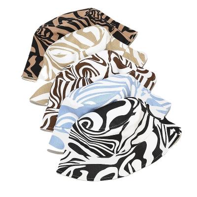 China Character Cheap Design Custom Zebra Logo Animal Print Fisherman Bucket Hat Bulk , Fashion High Quality Adult Women Printed Bucket Hat for sale