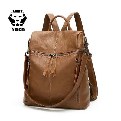 China OEM Supply Designer Black Pu Leather Waterproof Women Backpack Back Fashion Ladies Bag For Girl Handbags for sale