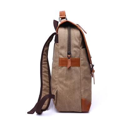 China Retro Vintage Waterproof British Promotion Designer Canvas PU Backpack School Backpack Rucksack Bag for sale