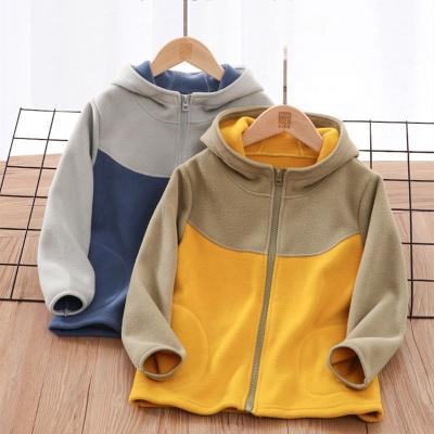 China Hot Selling Anti-wrinkle Children's Shear Jacket Outdoor Sport Color Block Hooded Soft Girls Boys Jackets for sale