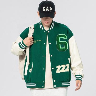 China Wholesale QUICK DRY College Bomber Jacket Leather Sleeve Embroidery Patch Streetwear Men's Baseball Jacket for sale