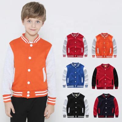 China Outdoor Jacket Varsity Bomber Hot Sale Gril Boy Anti-wrinkle Color Block Sport Bomber White Long Sleeve Baseball Jackets for sale