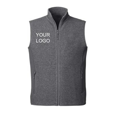 China Men's Anti-Wrinkle Full Zip Fleece Vest Sleeveless Company Staff Team Work Uniforms Stand Up Solid Color Tank Top Fleece Windproof Vest for sale