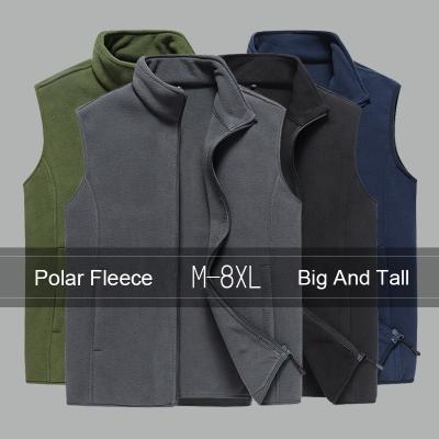 China Anti-Wrinkle Hot Selling Big And Tall 8Xl Plus Breathable Fleece Vest Sleeveless Vest Big Pockets For Men for sale