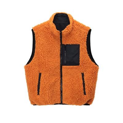 China Anti-Wrinkle Full Zip New Design Long Fleece 100% Sherpa Reversible Outdoor Vest Sleeveless Nylon Vest for sale