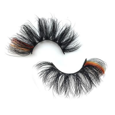 China Reusable YC Lashes Custom 25mm Color AMB Mink Lashes for sale