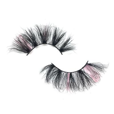 China Reusable YC Lashes Custom 25mm Color AMB Mink Lashes for sale