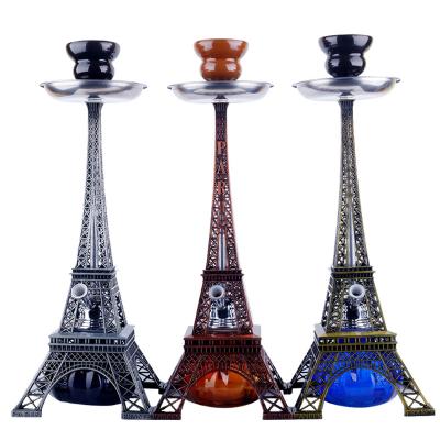 China AIYAN Hookah Shisha Smoking Double Hose Metal Shisha Set Hookah Tower Shape Hookah For Bars And Clubs Smoking Accessories for sale