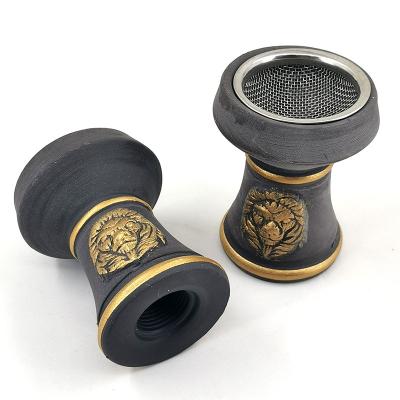 China Hookah Shisha Smoking Ceramic Hookah Accessories AIYAN Hookah Shisha Bowl Bowl Stone Head Black Clay Charcoal Hookah Bowl Narguile Head Wholesale for sale