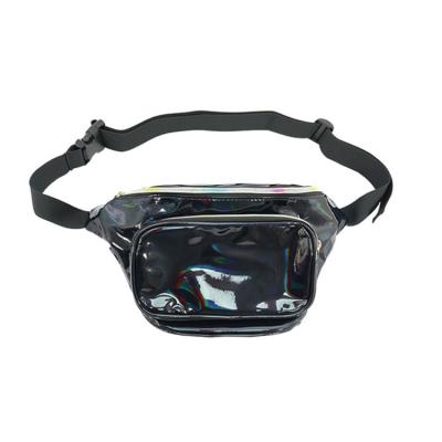 China Custom Logo Private Label Shinny Water Proof Laser Holographic Waterproof Belt Bag PU Leather Waterproof Fanny Pack Waist Bag For Women for sale