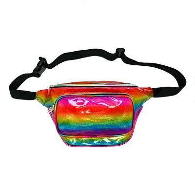 China Wholesale Unisex Waist Bag PU Material Laser Water Proof Fanny Pack Waterproof Sports Trunk Bag for sale