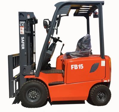 China 1.5 ton electric forklift 2ton 4 wheel electric forklift with 4500mm triplex mast and side shifter for sale