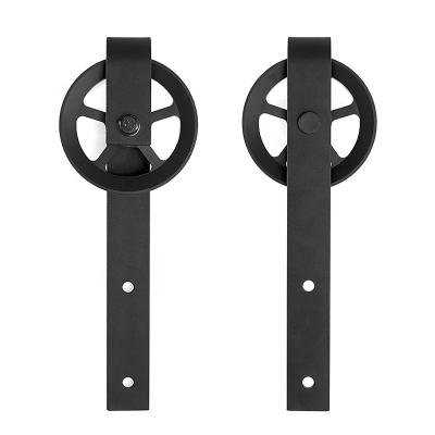 China Modern Wall Mounted Black Sliding Barn Door Hardware Track Kit Cabinet Garage Hanger Tracks In Doors for sale