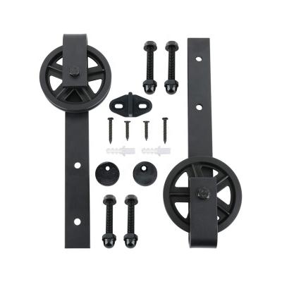 China Modern Solid Wood Sliding Barn Customized Strap Sliding Barn Door Hardware Track Set for sale