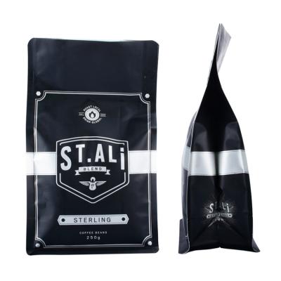 China Wholesale Black 250g BIODEGRADABLE 500g 1kg Printed Matte White Square Bottom Stand Up Zipper Laminated Aluminum Foil Bag Coffee Bean Pouch for sale