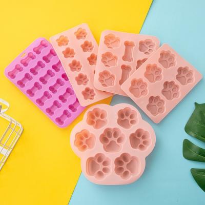 China Viable Shape Silicone Mold Bone Paw Puppy Baking Mold For Jelly Candy Chocolate Bake Dog Snacks Cookies Ice Cube Mold for sale