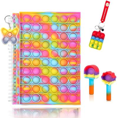 China Educational Funny Toy Bubble Fidget Pop Spiral Notebook Key Chain One Ordered Toy Portable Paper Busty Person For School Home College Office for sale